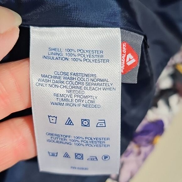 Spring Jacket By Lands End Floral Multicolor Front Side Slip Zip Pockets Size M - Picture 5 of 5